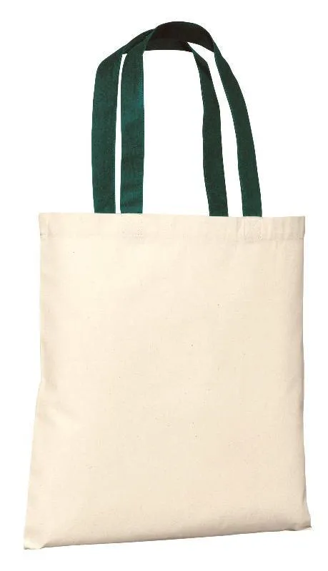 12 ct 100% Cotton Value Tote Bag with Contrast Handles - By Dozen