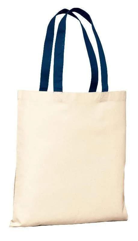 12 ct 100% Cotton Value Tote Bag with Contrast Handles - By Dozen