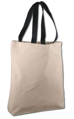 144 ct 100% Cotton Canvas Tote Bags with Color Handles - By Case