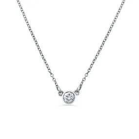 14K WHITE GOLD 0.17CT BEZEL-SET DIAMOND PENDANT