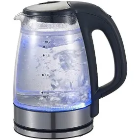 1.7L Double Glass Wall Electric Kettle with LED Indicator, Built in Cord Storage, 1500W Concealed Stainless Steel Heating , Safety Cool Touch Housing and Boil-Dry Protection