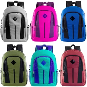 17" Bulk Backpacks for Boys and Girls In 6 Assorted Colors - Wholesale Case Of 24 Backpacks