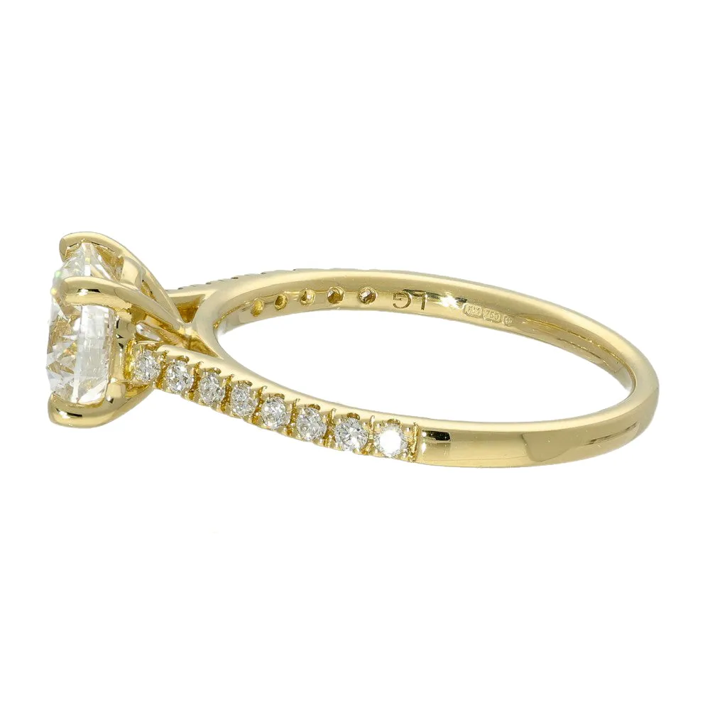 18ct Yellow Gold Laboratory-Grown 1.50ct Diamond Solitaire Ring with Diamond Shoulders