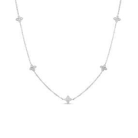 18K WHITE GOLD LOVE BY THE INCH 5 STATION FLOWER NECKLACE