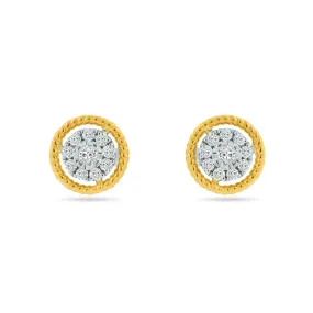 18K YELLOW/WHITE GOLD DIAMOND PAVE DISC STUDS