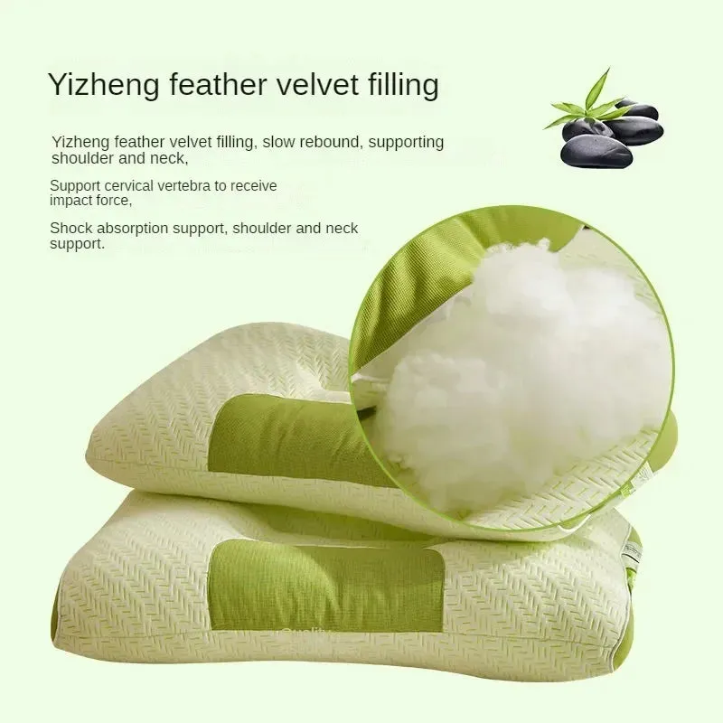 2024 New SPA Neck Protection Pillow Knitted Cotton Class a Pillow Core Breathable Adult Household College Student Soft