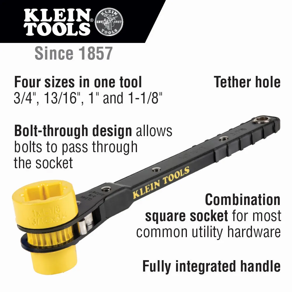 4-in-1 Linemans Ratcheting Wrench - (94-KT151T)