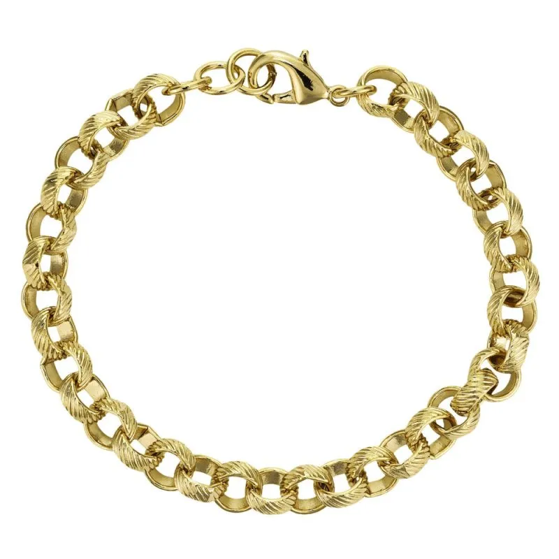 8mm Gold Filled Lined Pattern Belcher Bracelet 6/7/8/9 Inch