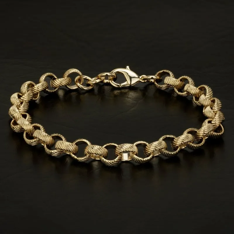 8mm Gold Filled Lined Pattern Belcher Bracelet 6/7/8/9 Inch