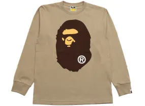 A Bathing Ape Big Ape Head L/S Tee in Beige