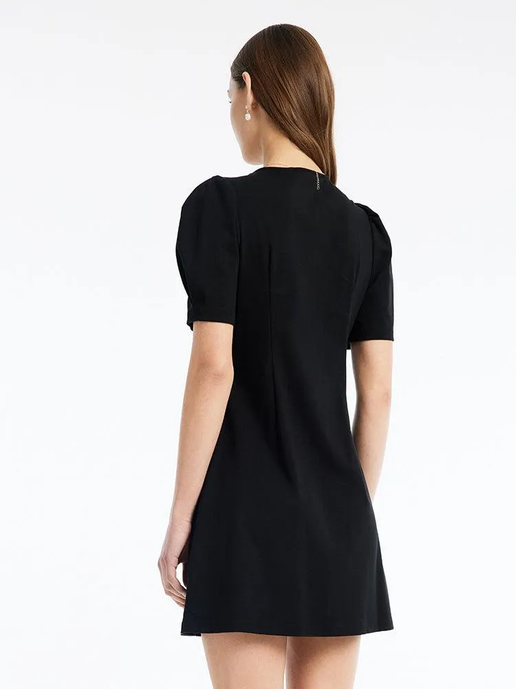 A-shape Bowknot Plain Dress