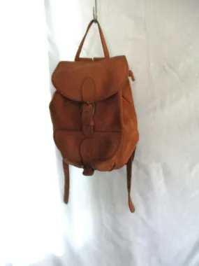 All Leather Drawstring BACKPACK Shoulder Rucksack Travel BAG BROWN Boho