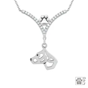 American Staffordshire Terrier, Cropped Ears VIP  CZ Necklace, Head