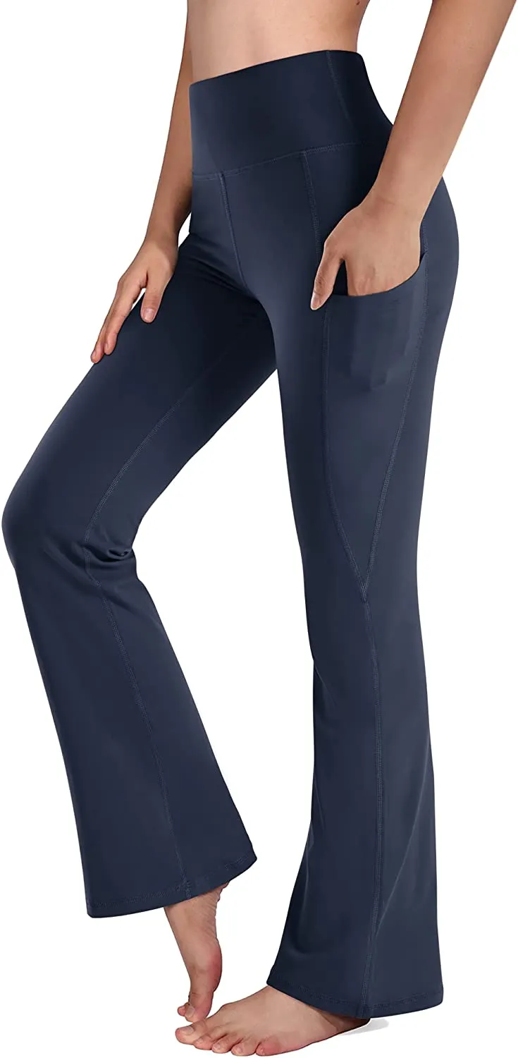 Amy Fashion - Cross High Waisted Bootcut Capris for Women Flare Yoga Pants