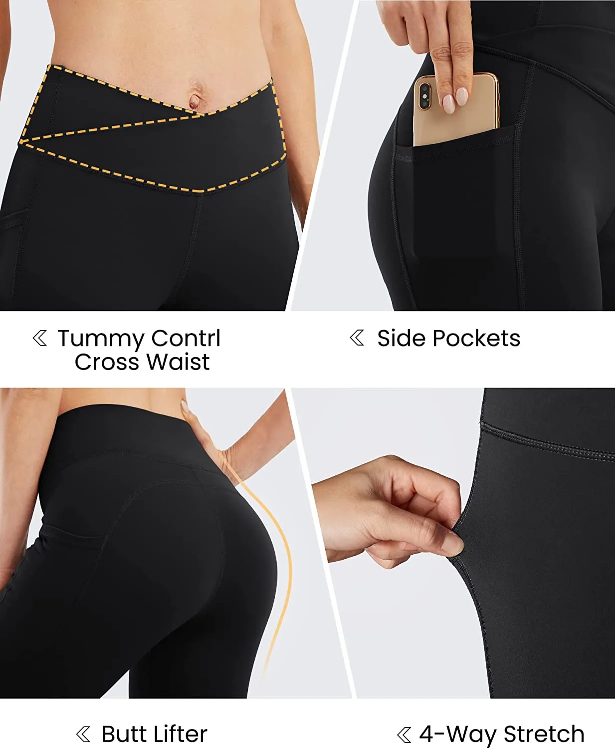 Amy Fashion - Cross High Waisted Bootcut Capris for Women Flare Yoga Pants