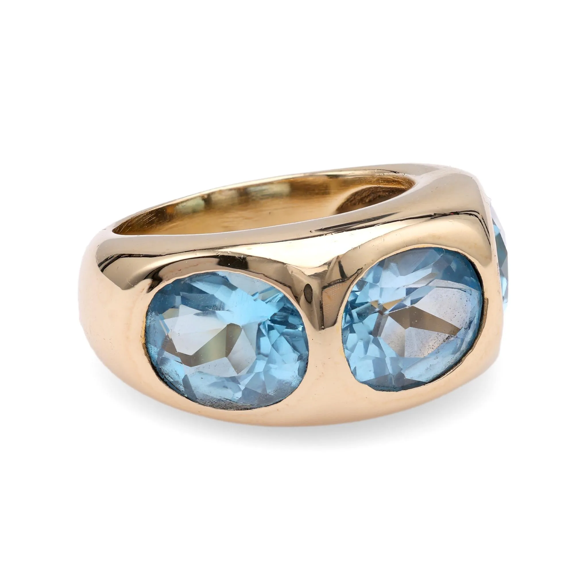 Austrian Blue Topaz Yellow Gold Ring