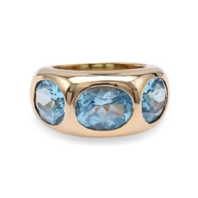 Austrian Blue Topaz Yellow Gold Ring