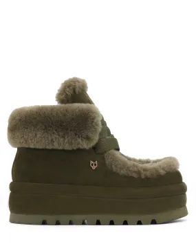 Bambi Dark Olive Suede/Shearling