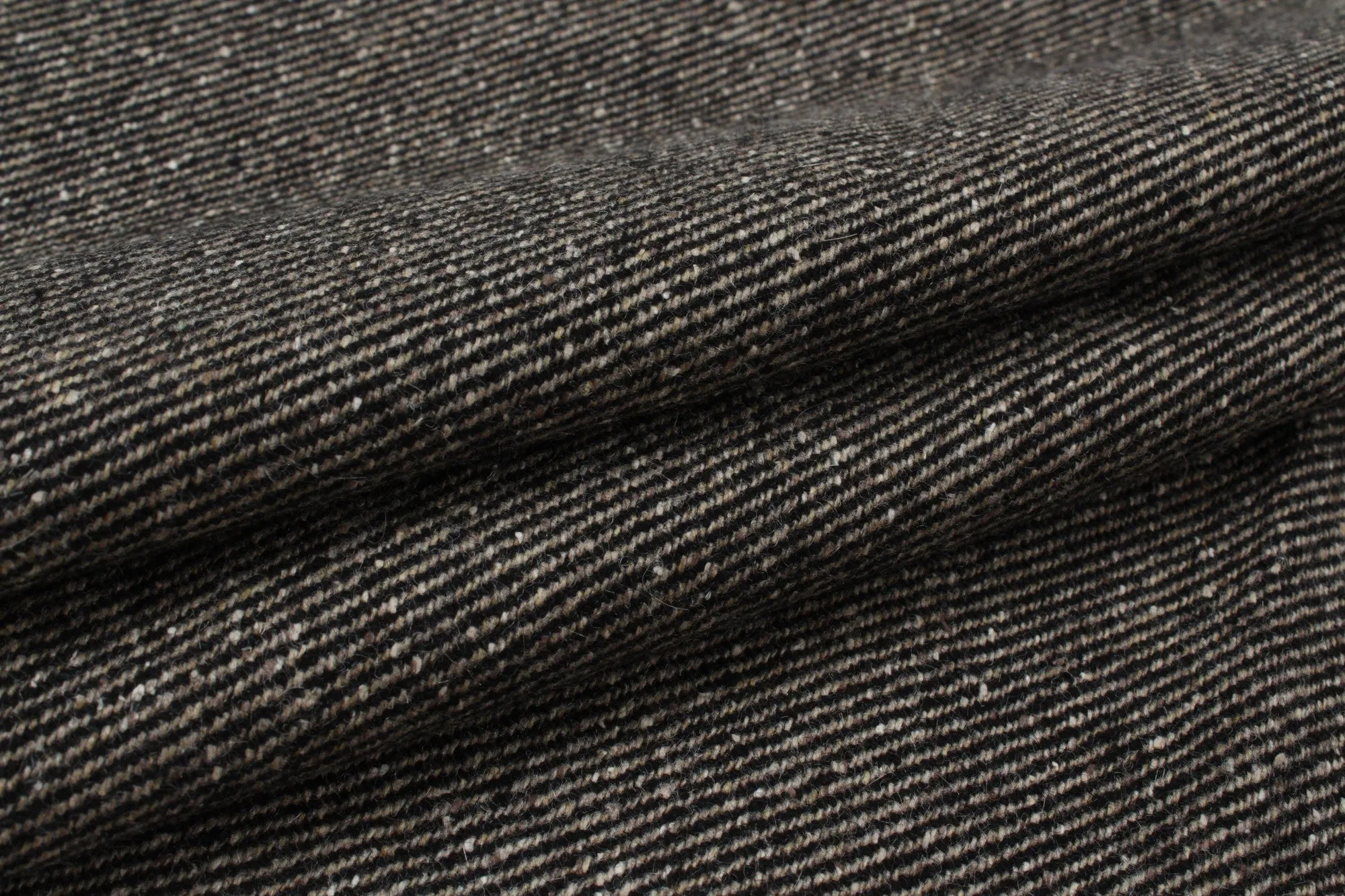 Bi-Color Recycled Wool Twill for Outwear - Brown and Black