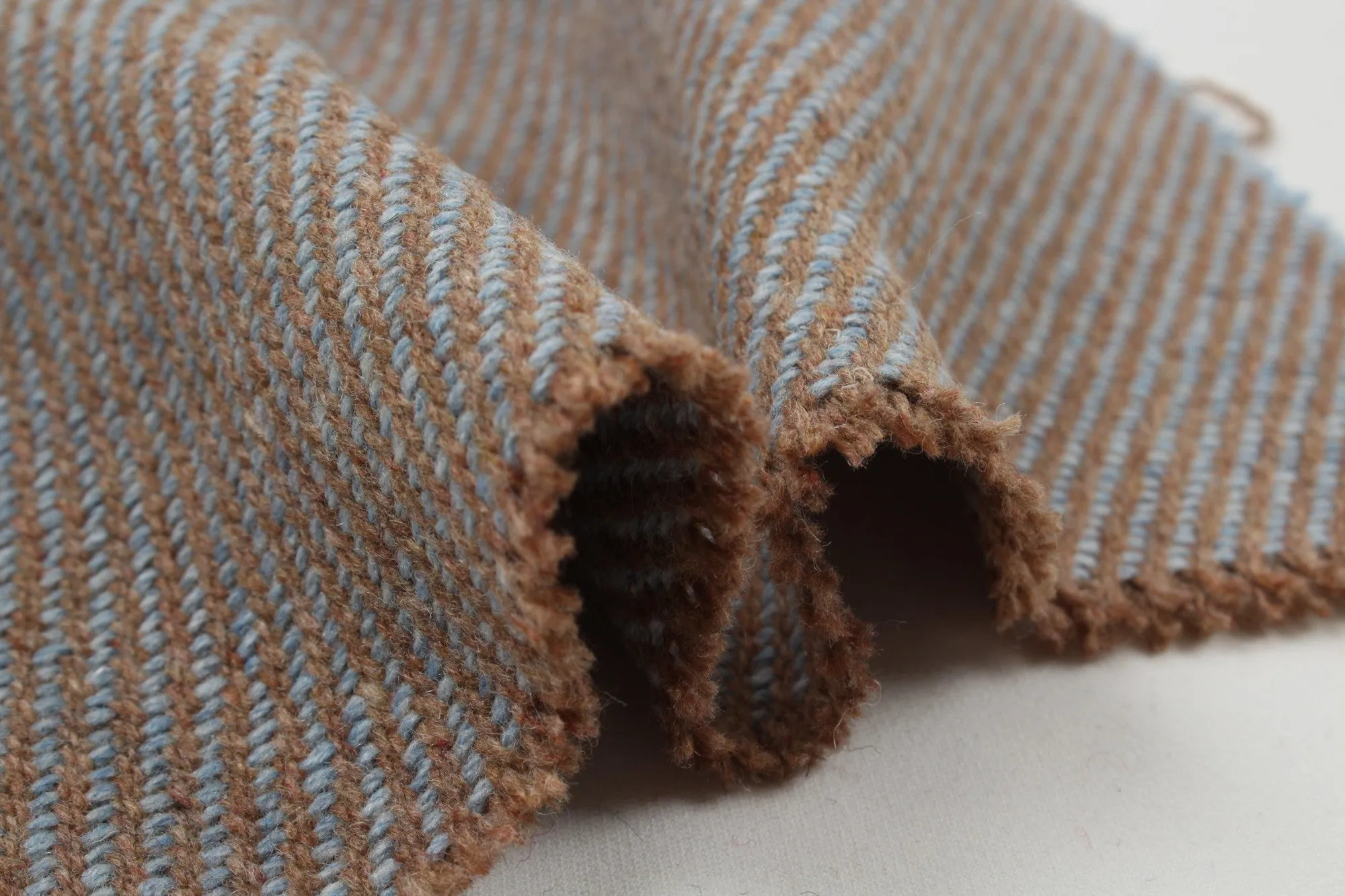 Bi-Color Recycled Wool Twill for Outwear - Brown and Blue