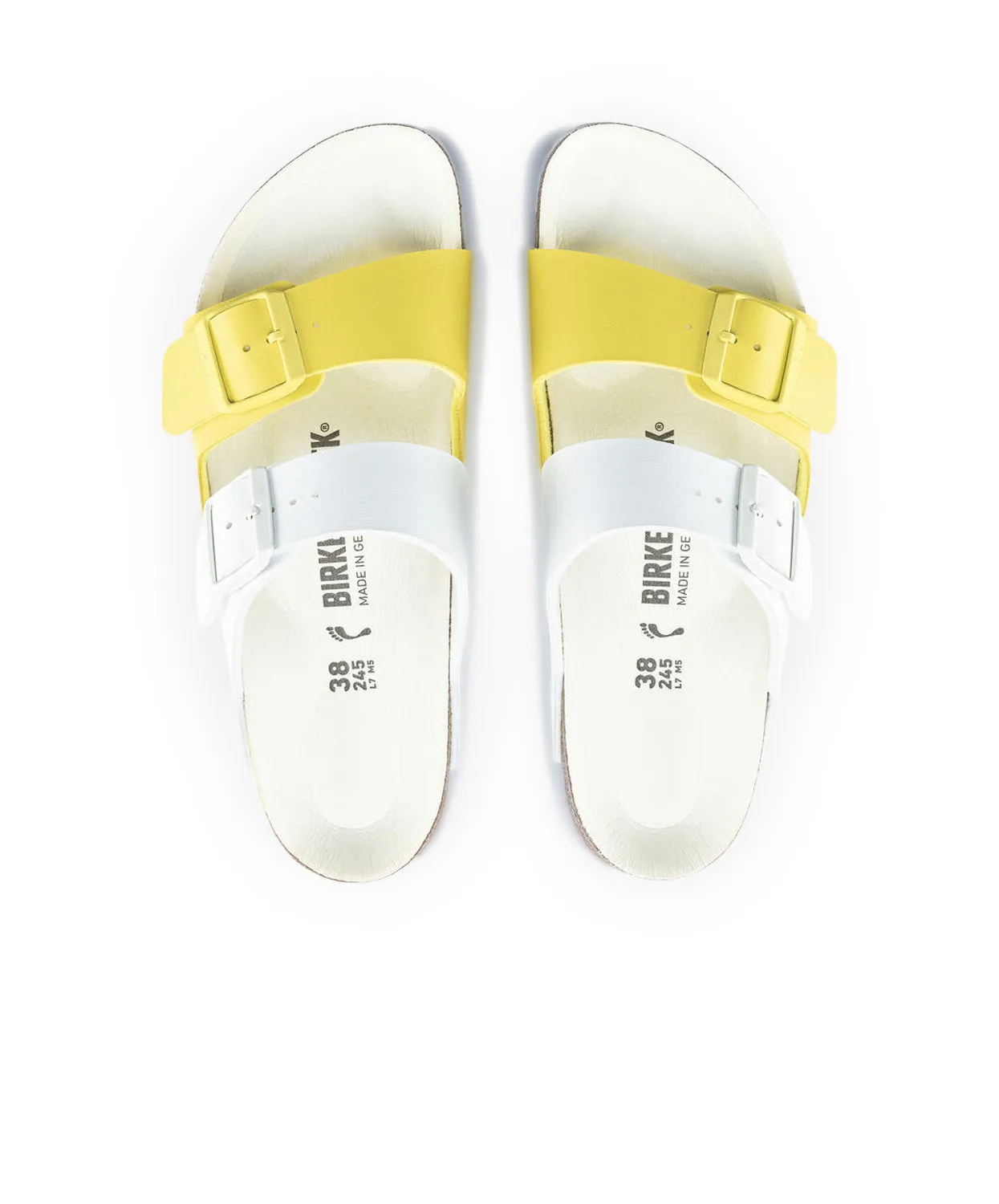 Birkenstock Arizona Split Birko-Flor White/Sour Lime Sandals