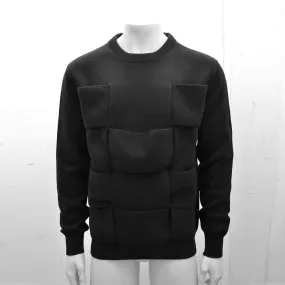 Black Layer Panel Braided Jumper Knitwear