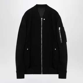 BLACK ZIPPED JACKET IN WOOL