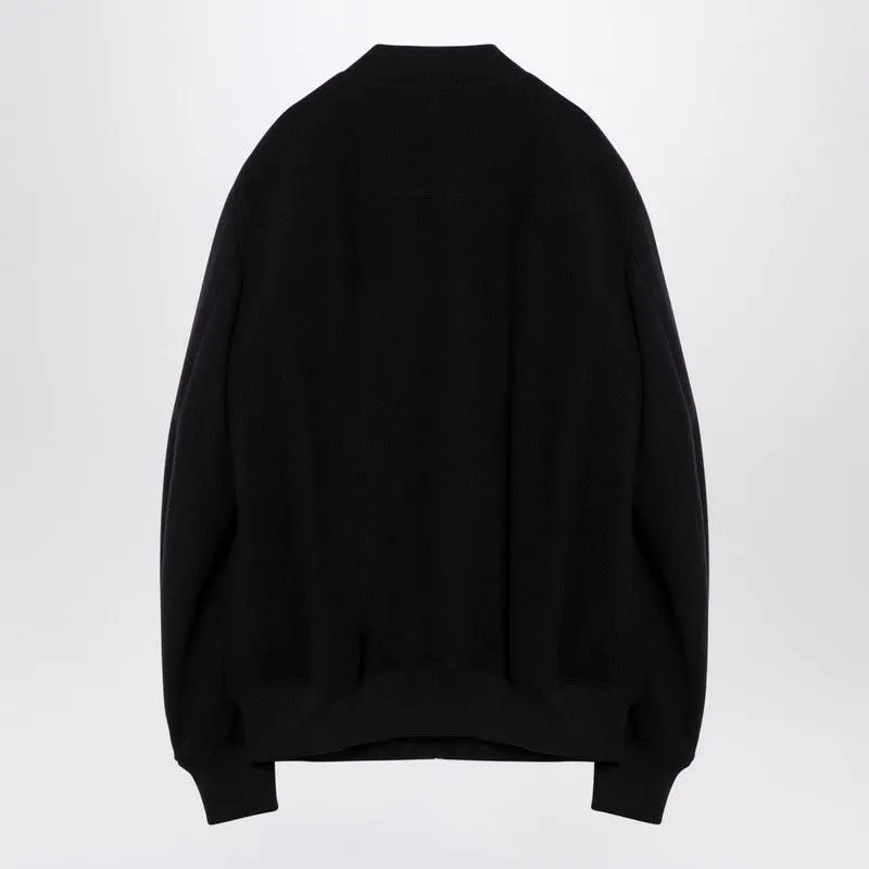 BLACK ZIPPED JACKET IN WOOL