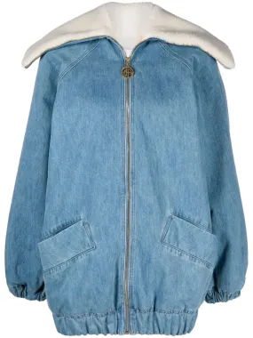 BLUE DENIM SHERPA COAT.