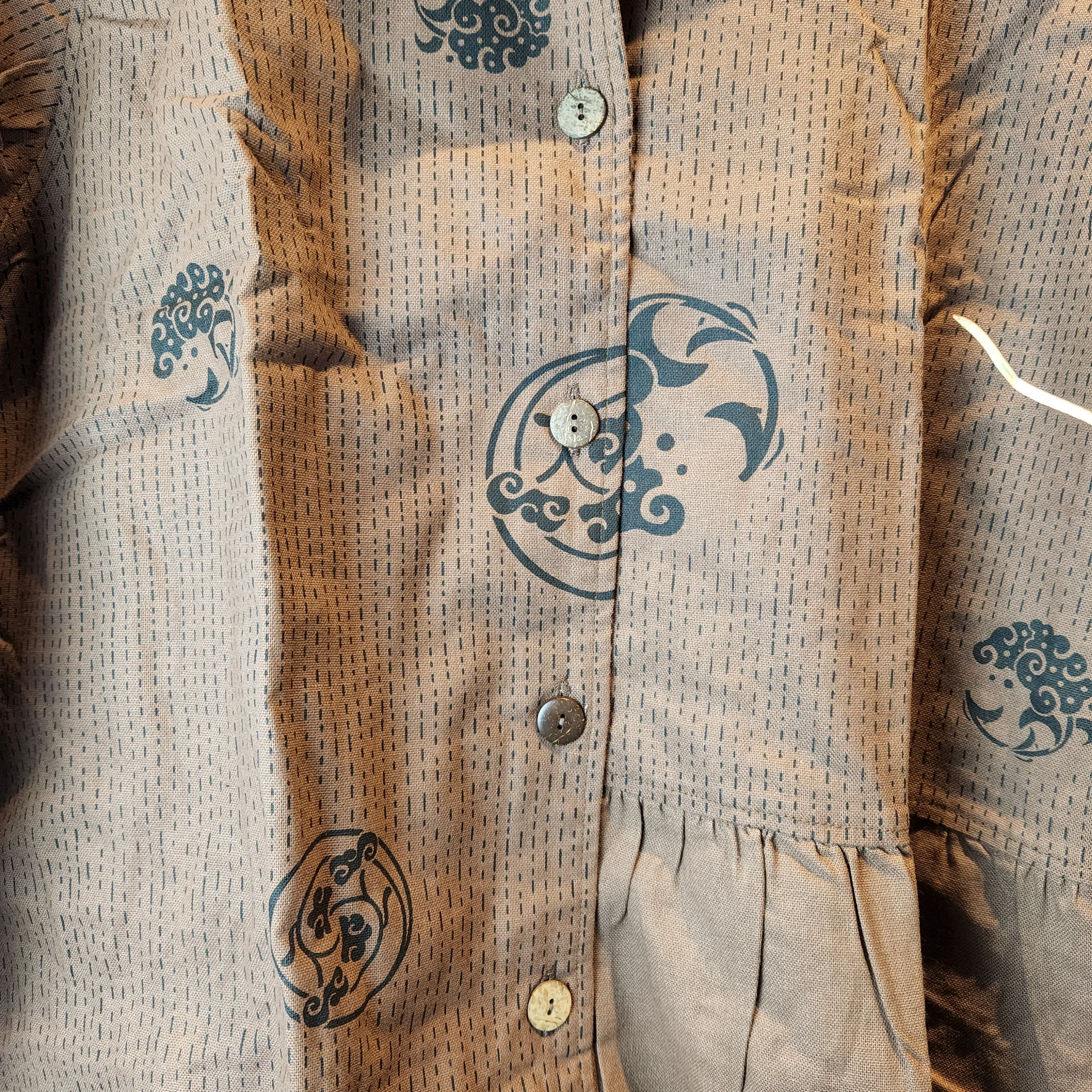 Brown Fern Pattern Long Sleeve button up Shirt