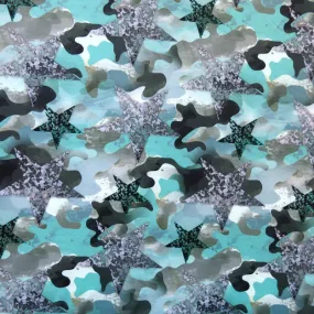 Camo Stars Poly Spandex Swimsuit Fabric