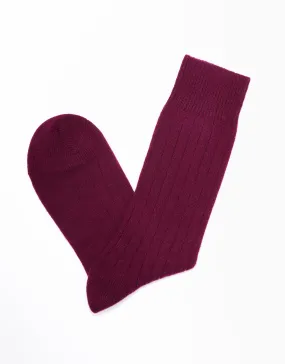 CASHMERE SOLID SOCKS - BURGUNDY