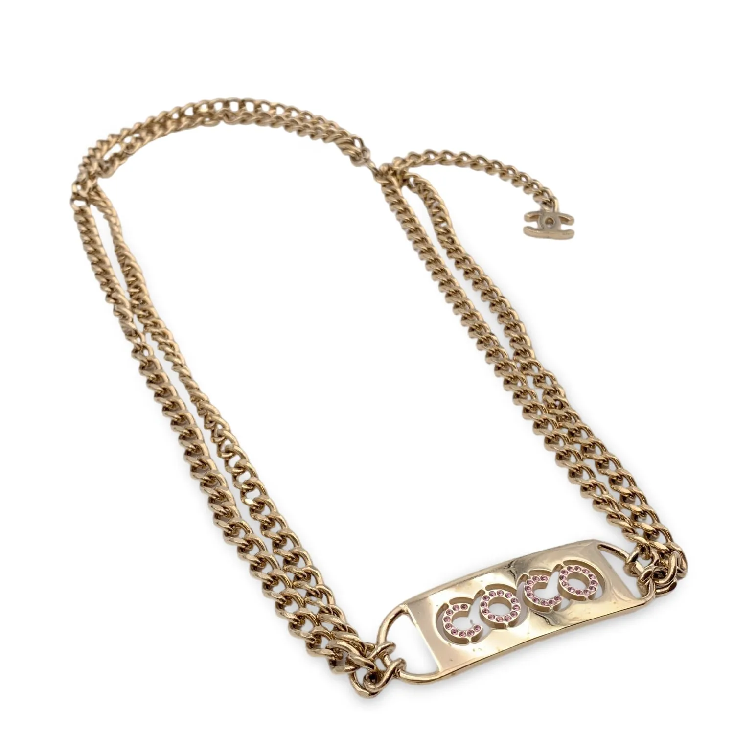 Chanel Vintage Gold Metal Chain Coco Crystals Belt or Necklace