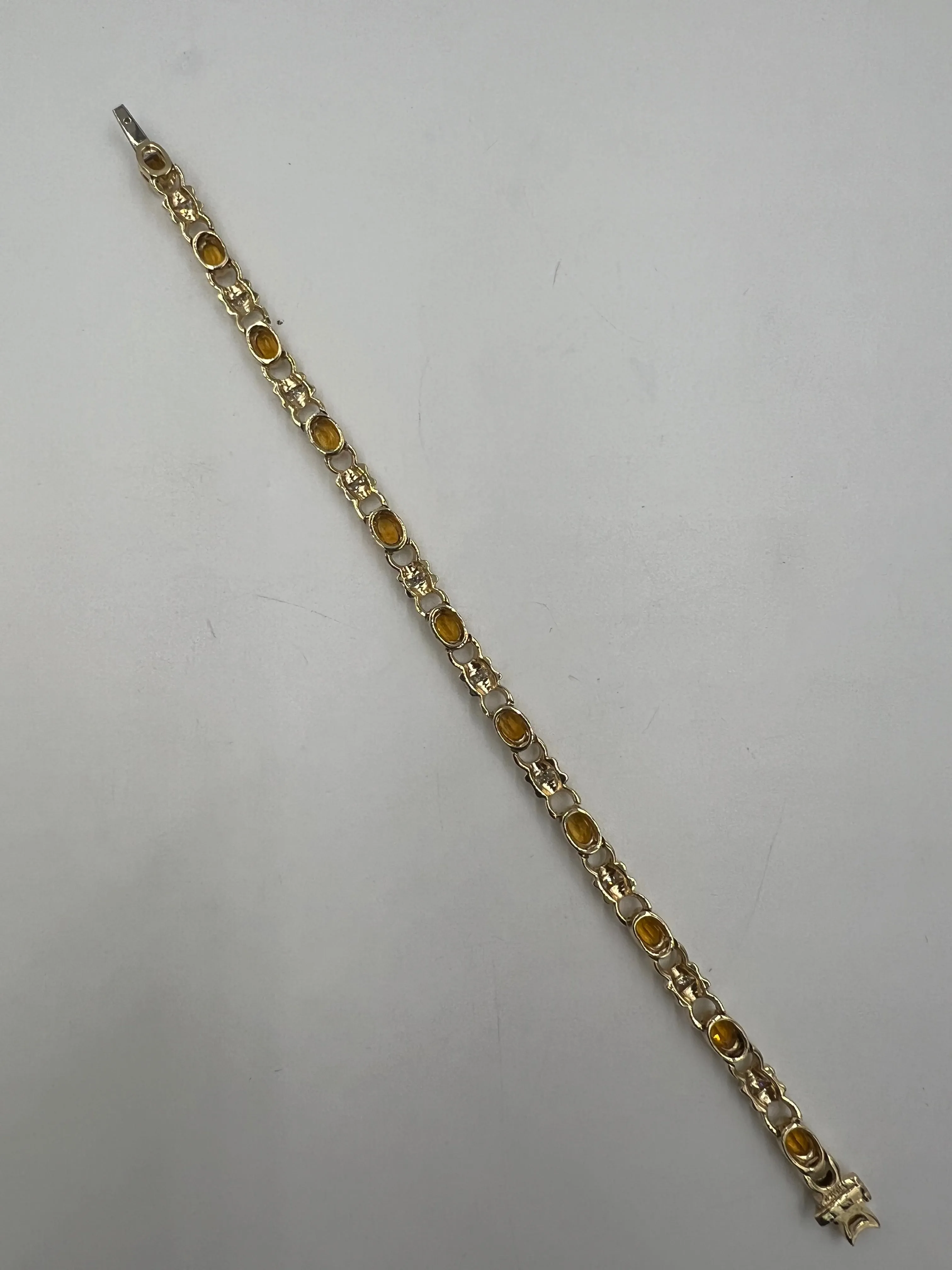 Citrine Diamond Yellow Gold Link Bracelet