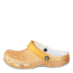 Classic Glitter Clog Kids Orange Sorbet Glitter