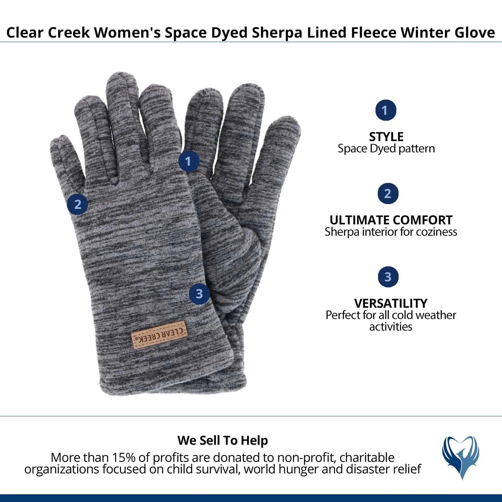 Clear Creek Women's Space Dyed Sherpa Lined Fleece Winter Glove