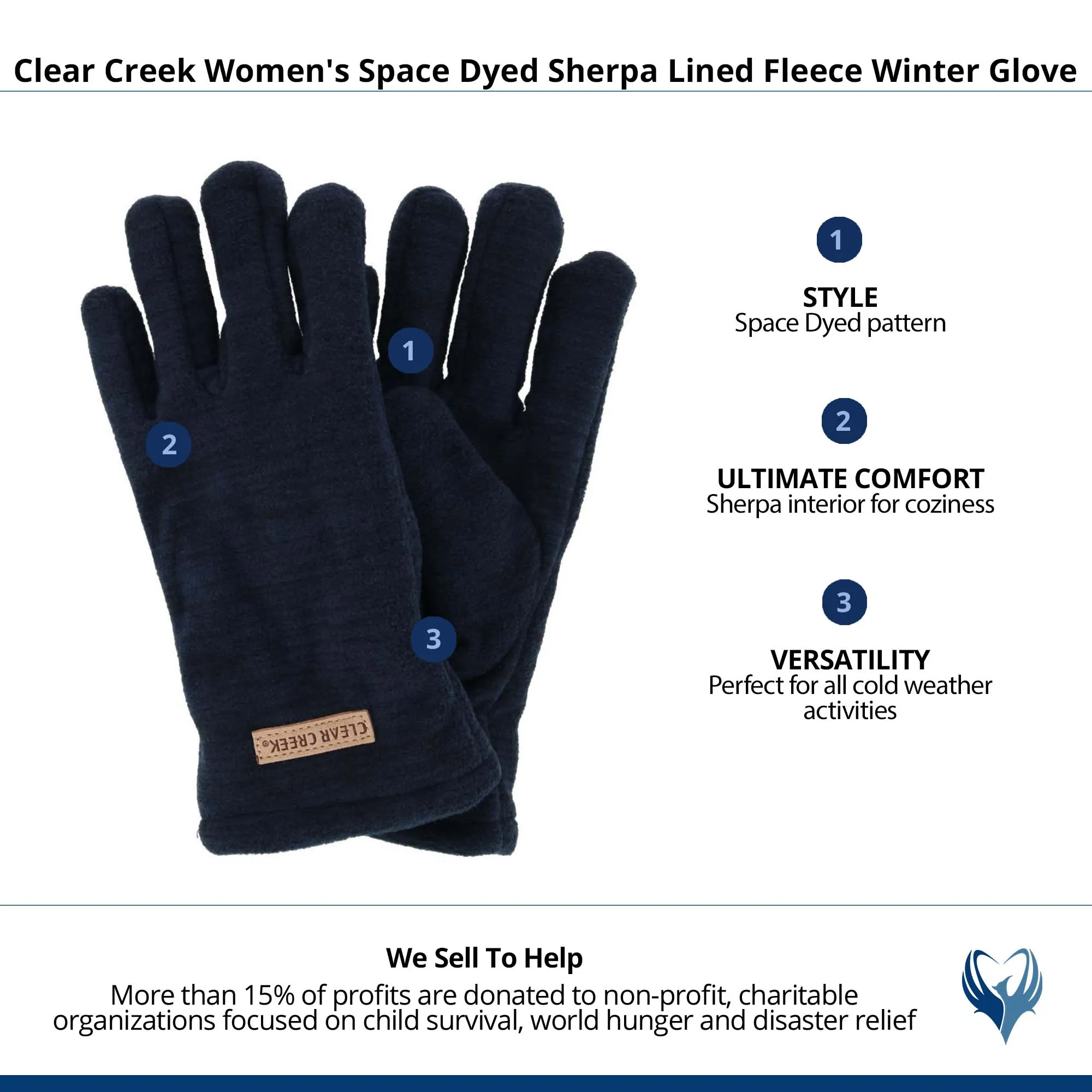 Clear Creek Women's Space Dyed Sherpa Lined Fleece Winter Glove