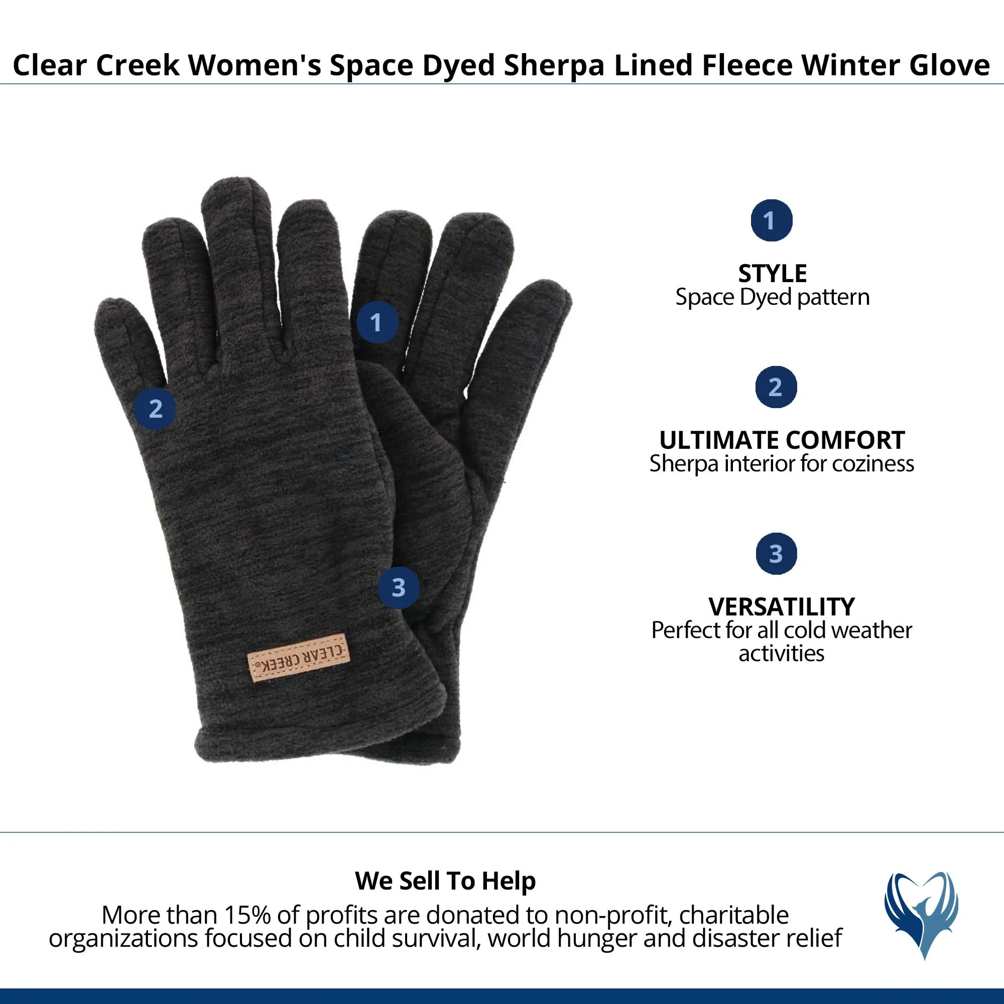 Clear Creek Women's Space Dyed Sherpa Lined Fleece Winter Glove