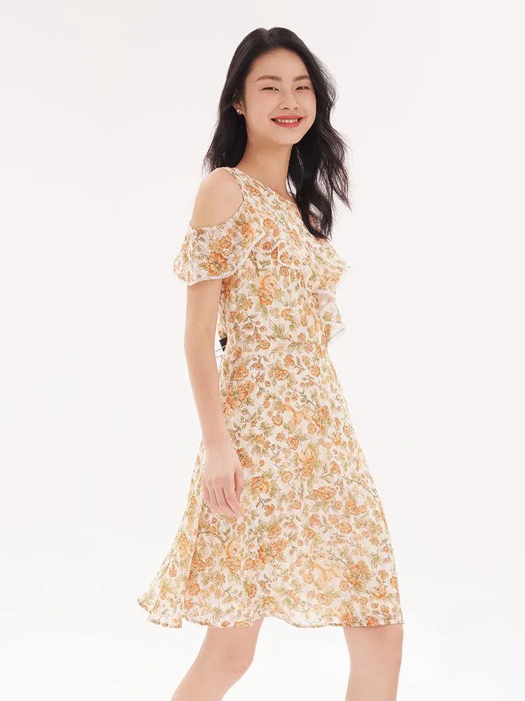 Cold Shoulder Floral Dress