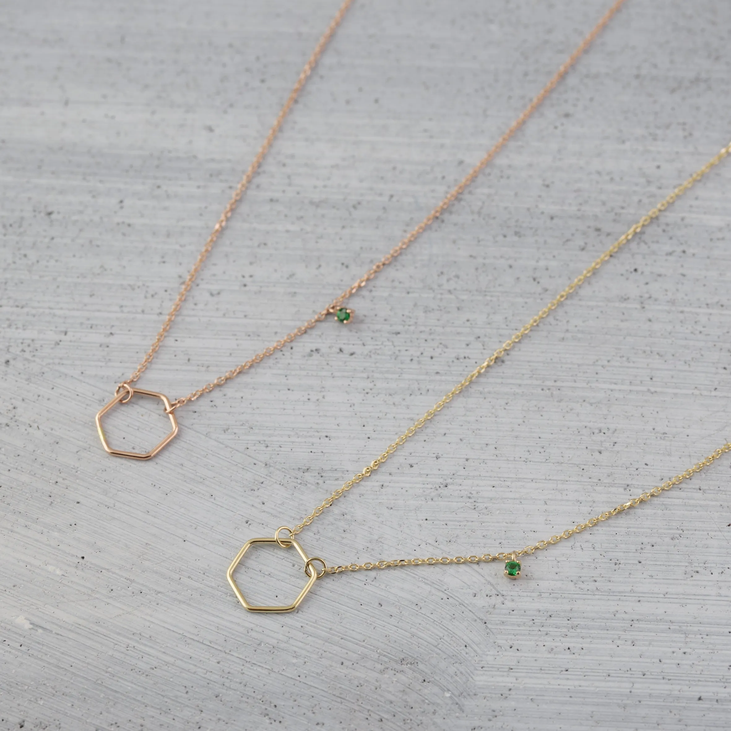 Dainty hexagon eternity Necklace - 14K/ 18K Gold