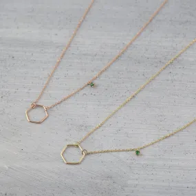 Dainty hexagon eternity Necklace - 14K/ 18K Gold