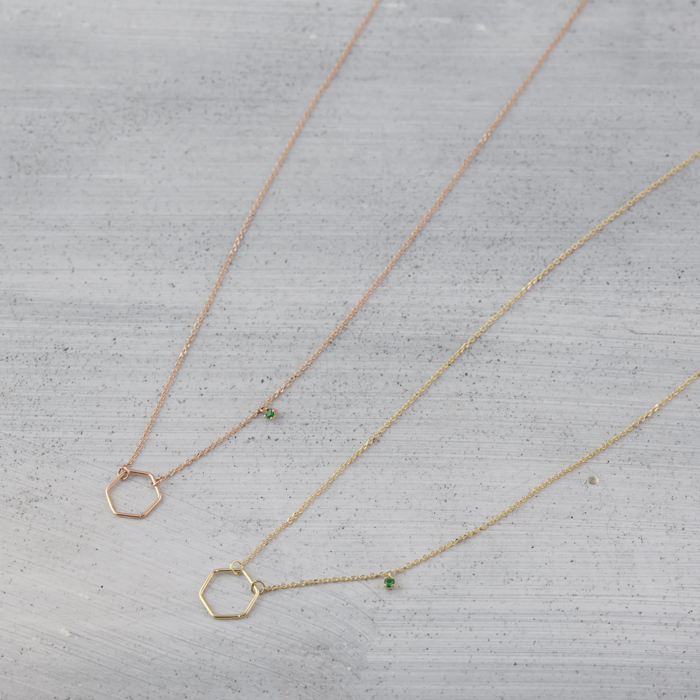 Dainty hexagon eternity Necklace - 14K/ 18K Gold