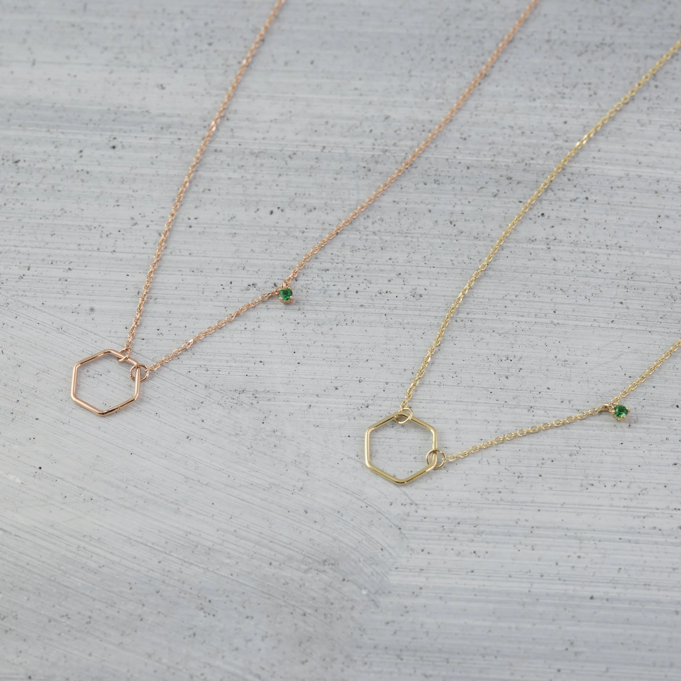 Dainty hexagon eternity Necklace - 14K/ 18K Gold