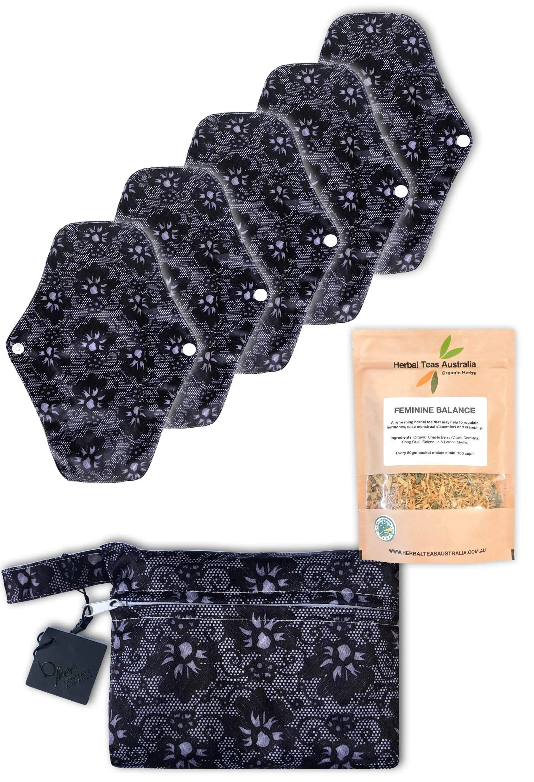 Day Reusable Stay-Dry Pads   Hormone Balancing Tea Set