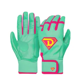 Dinger Grip Pro Series Premium Batting Gloves "Scrumps" | Mint/ Pink/ Yellow