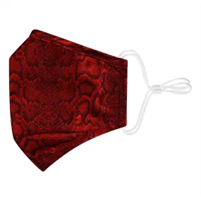 Face Mask Red Reptile Satin