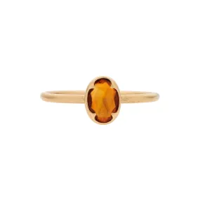 Gabriella Kiss 18k Petite Oval Orange Sapphire Ring - 0.7ct