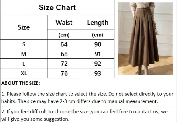 Getadme Elegant Women Woolen Skirts For Female Pockets Office Ladies Casual  Loose A-Line High Waist Midi Skirt Autumn Winter SK11