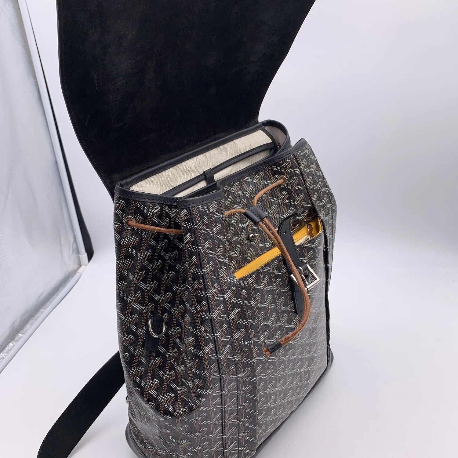 Goyard Black Goyardine Canvas and Leather Alpin MM Backpack Bag