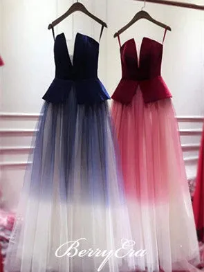 Gradient Long Tulle Prom Dresses, Popular Prom Dresses, New Arrival Prom Dresses